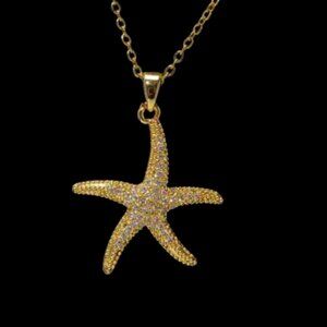 18kt Yellow Gold Plated Starfish Necklace with CZs